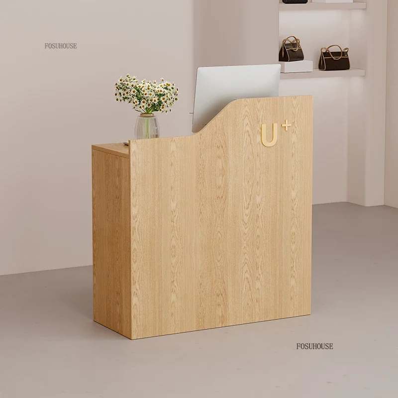 Modern Simple Office Reception Desks Clothing Store Front Desk Cashier Small Bar Table Beauty Salon Reception Desk Counter B