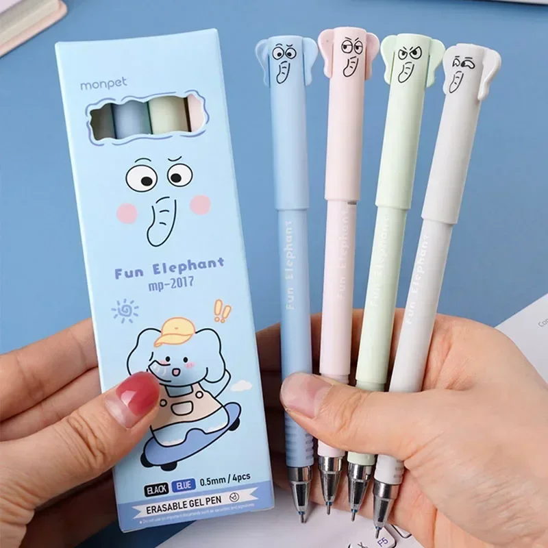 4pcs Cute Bear Erasable Pen, Coffee Colored Cartoon Bear Design- 0.5mm Black/Blue Ink, Fine Writing Instruments for Office Use 3