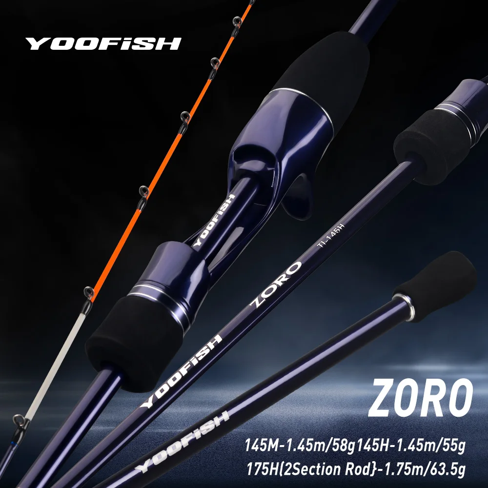 Canne coup de vent Yoofish 1.45m/1.75m carbone léger pour pêche au calmar - Pointe titane 65g/72g
