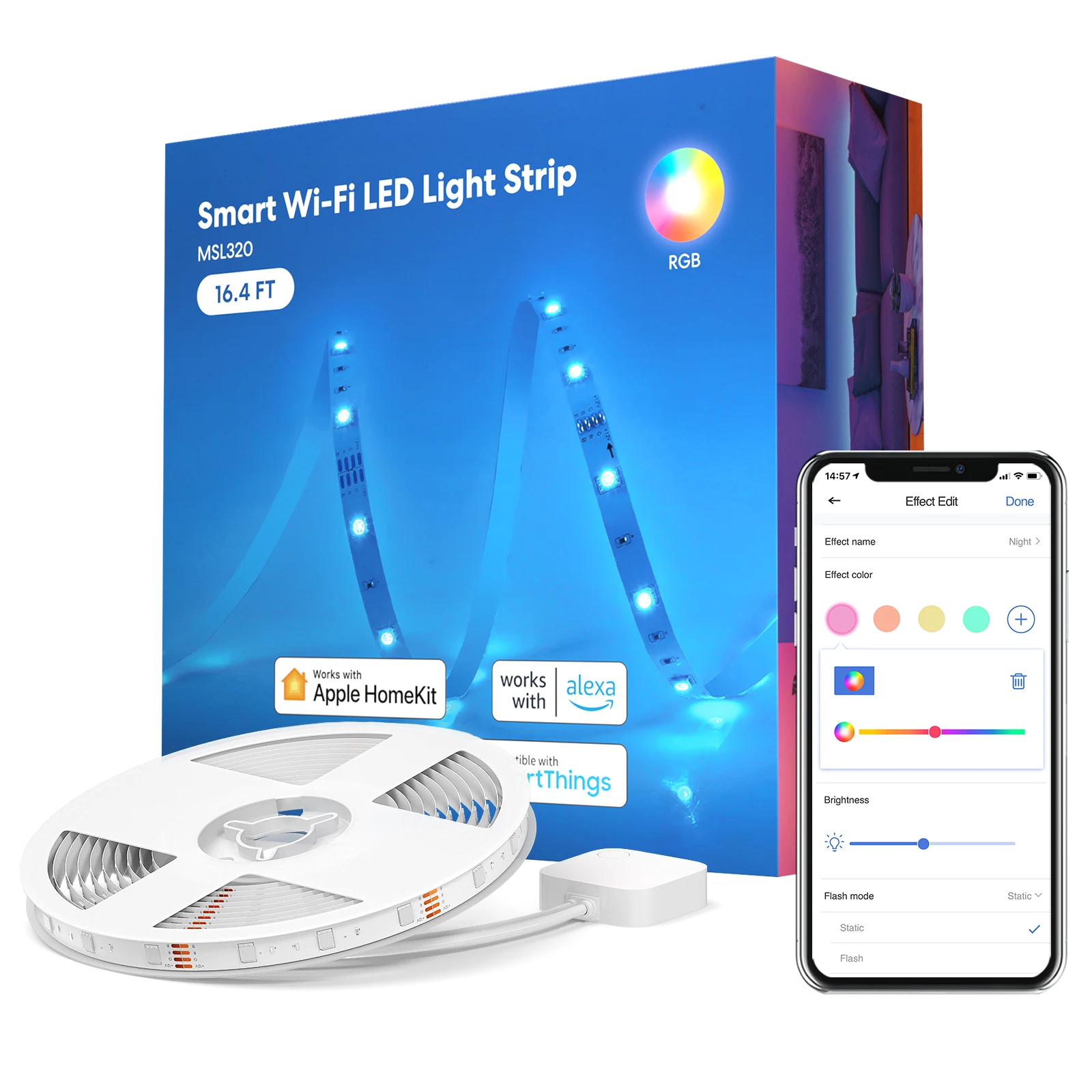 SmartLEDStripLightsWorkswithAppleHomeKitSiri328ftWiFiRGB