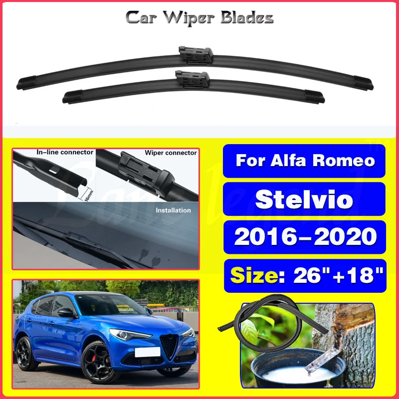 Wiper Front Wiper Blades For Alfa Romeo Stelvio 2016 2017 2018 2019 2020 Windshield Windscreen Front Window 26+18