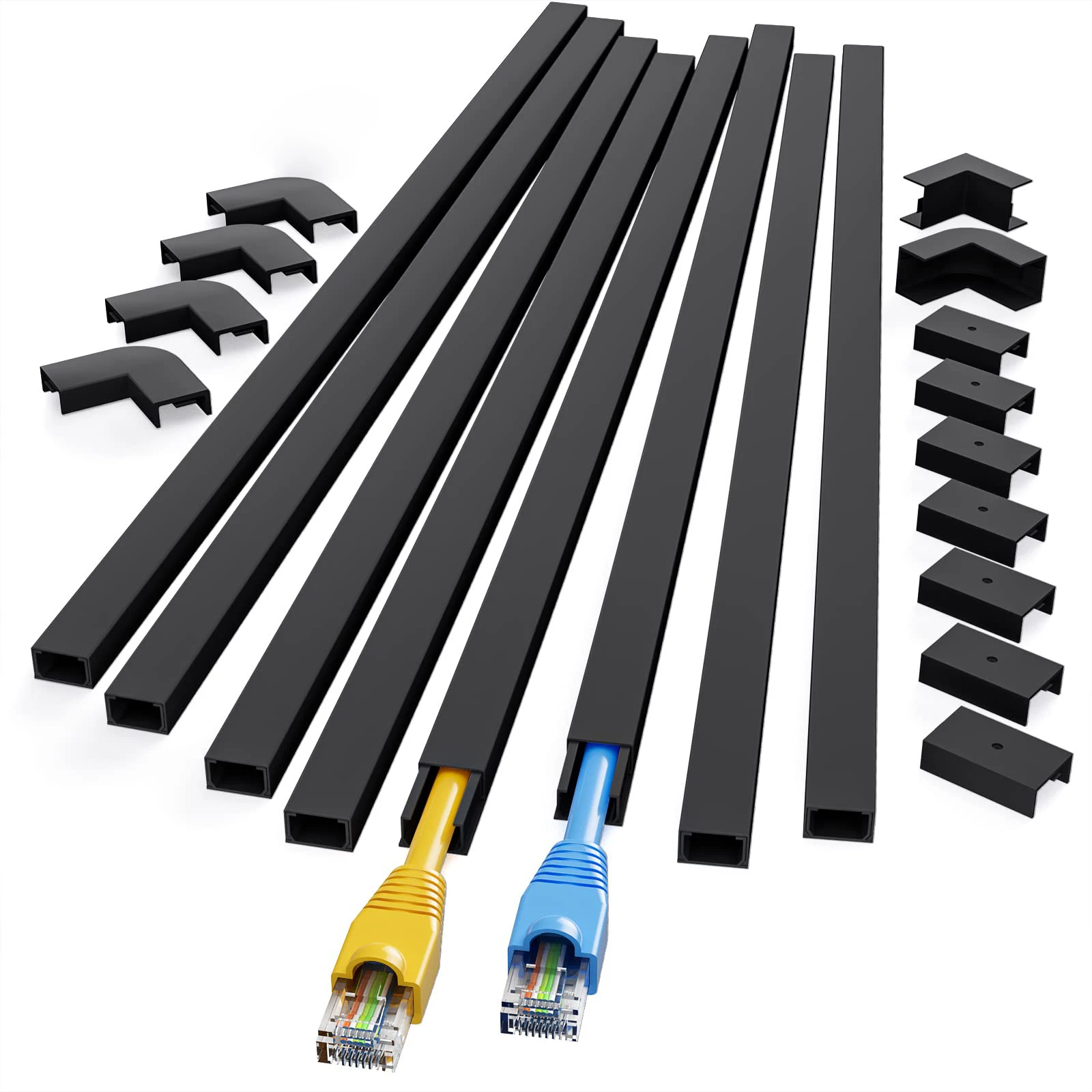 Black Cord Hider-One-Cord Channel Cord Cover on Wall-Cable Management Kit Wire Covers for Cords -Cable Raceway