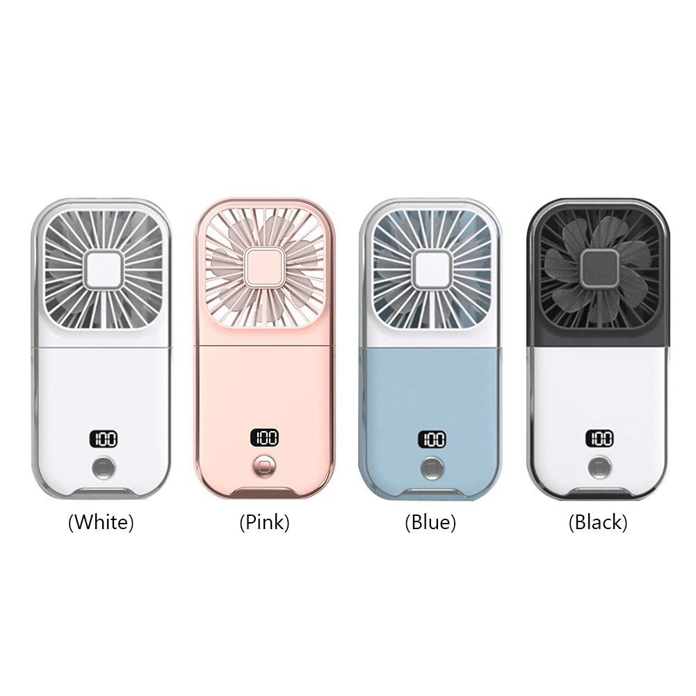 Mini Portable Folding Fan Digital Display Refrigeration Handheld Fan Mobile Phone Bracket Multifunctional for Travel Running