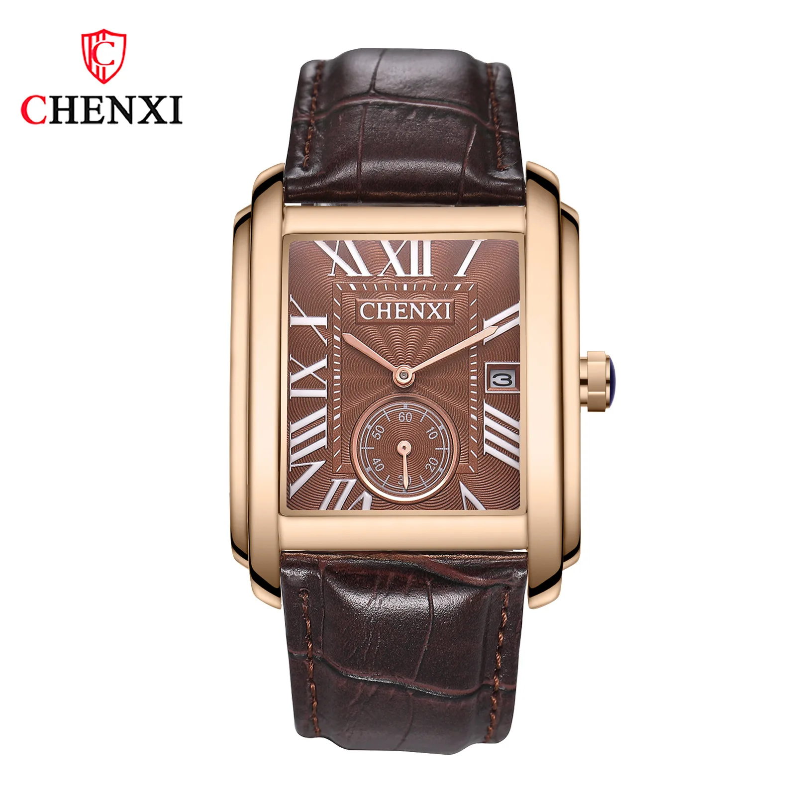 

Fashion CHENXI Brand Classic Design Rectangular Male Watches Casual Leather Watch Man Calendar Quartz Men Luxury Gold Wristwatch