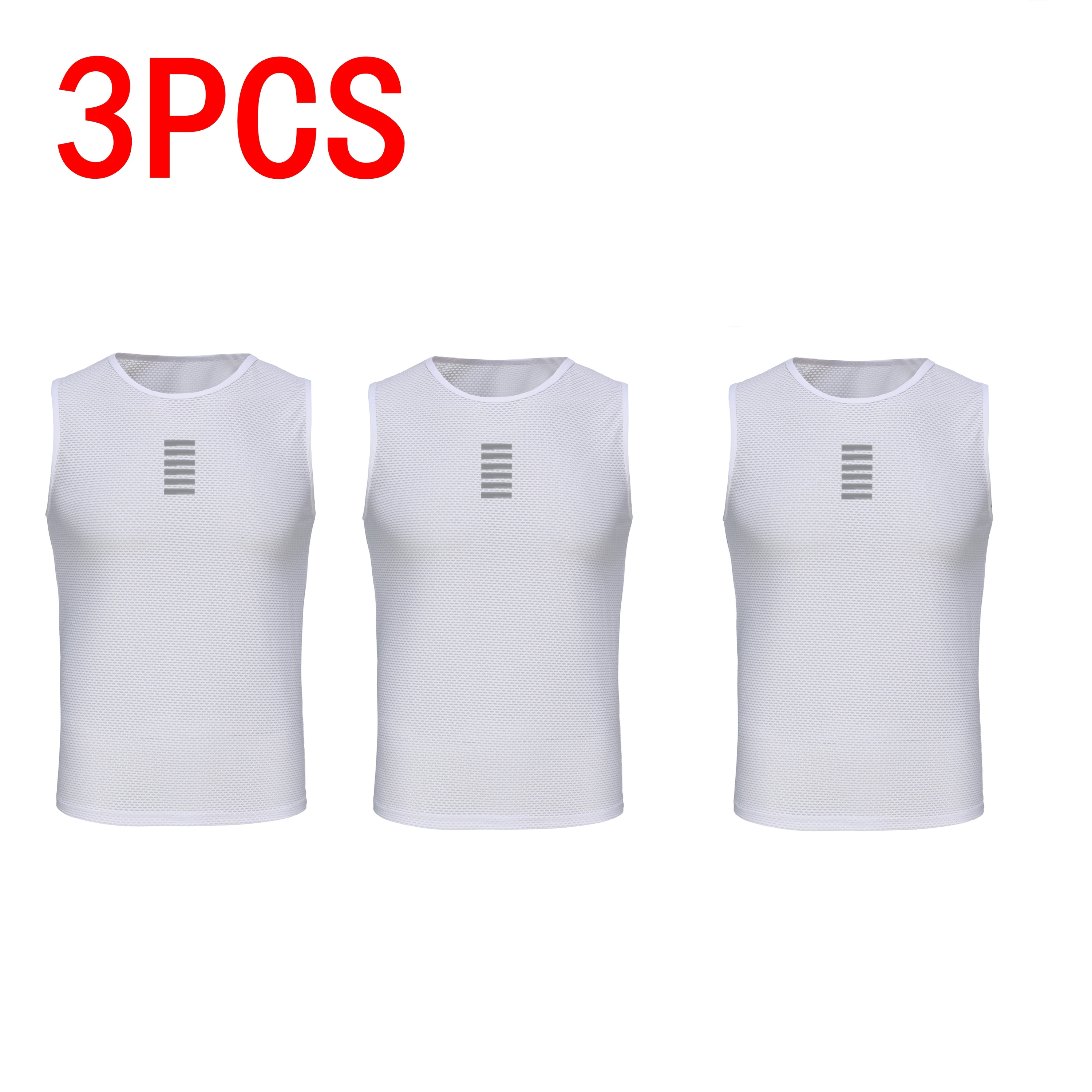 RSANTCE Cycling Base Layer 3 PCS, Sleeveless MTB Bike Sports Shirt Underwear Racing Bicycle Jersey Undershirt