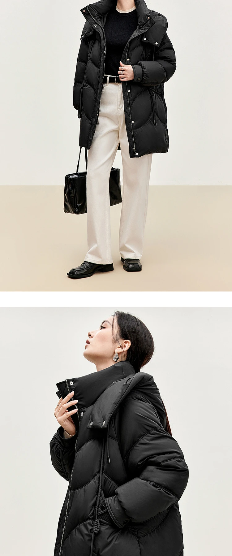 SENTUBILA 90% White Duck Down Coat Women 2024 Winter Thick Stand Neck Long Down Coat Puffer Jacket Women Outerwear W44Y56274