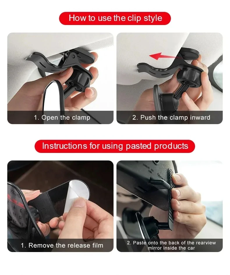 Enhanced Rearview Mirror with Wide-Angle View and 360-Degree Rotation for Improved Safety and Clear Reflection
