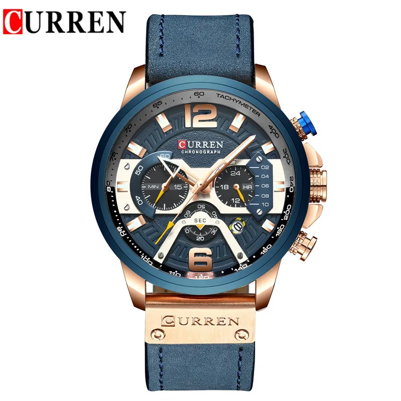 CURREN Watch Men Waterproof Chronograph Sport Military Male Clock Top Brand Luxury Leather Man Wrist