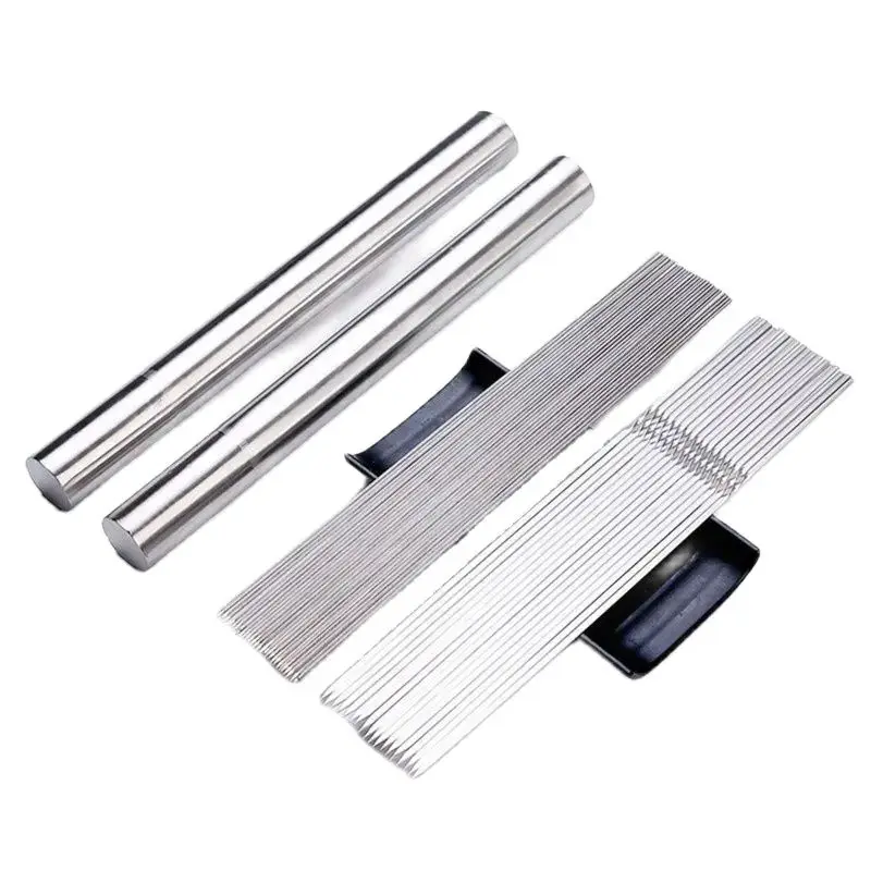 (50PCs) Stainless Steel Round Flat Barbecue Skewers BBQ Needle Grill BBQ Sticks with Tube