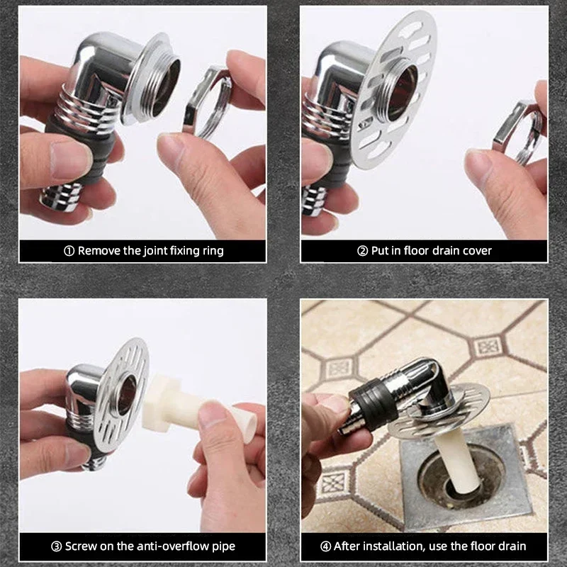 Washing Machine Floor Drain Joint Anti-overflow Universal Elbow Pipe Connector Floor Drain Strainer Grate Sealing Ring Adapter