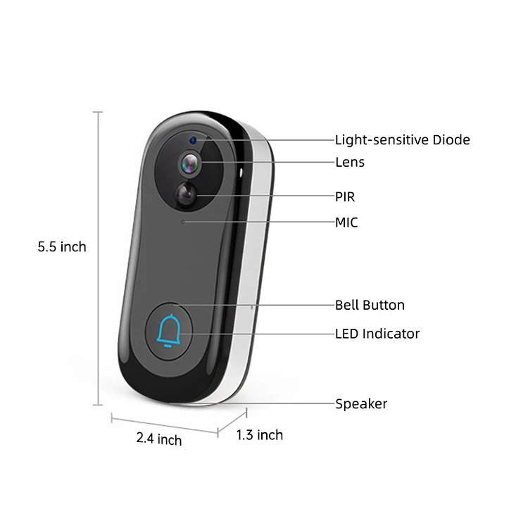 

Best Seller Smart Wifi Door Bell Works Alexa Video Doorbell Set 1080P Home Security Wireless Digital Doorbell Tuya
