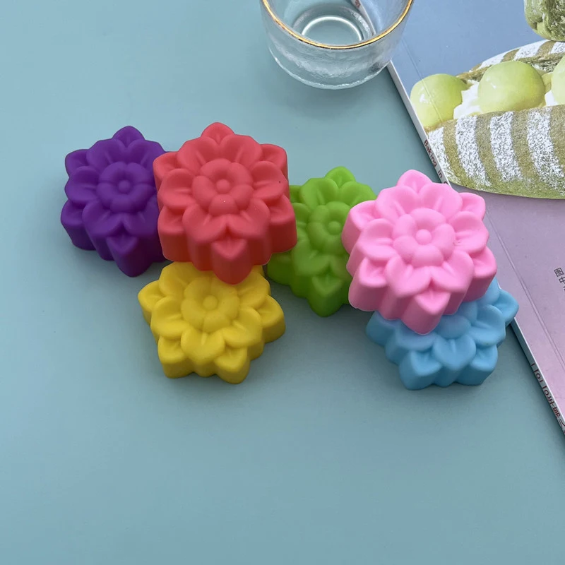 5Pcs 5cm Various Flower Designs Silicone Mold Chocolate Pudding Ice Mould Cupcake Cake Tools DIY Mini Soap Candle Molds