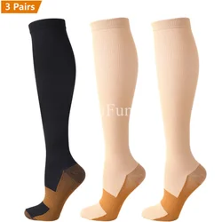 Copper Compression Socks - Anti-Fatigue Pain Relief Graduated Knee-High 15-20 mmHg (3 Pairs) - XXL (MIX003-397)