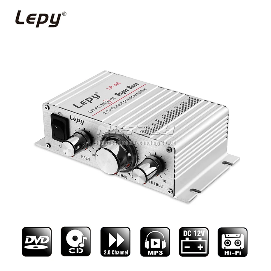 Фото Цифровой мини-усилитель мощности Lepy LP-A6, 2 канала, Hi-Fi стерео аудио, для дома и автомобиля мобильный телефон, MP3, MP4, ПК, с поддержкой регулятора громкости №1