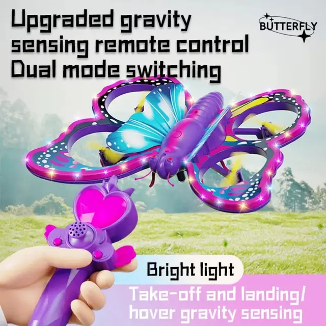 V40 Glitter Butterfly Quadcopter Airplane Model Foam Drone Remote Control Aircraft Gravity Sensing 2.4GHz Mini Drone Toy 2