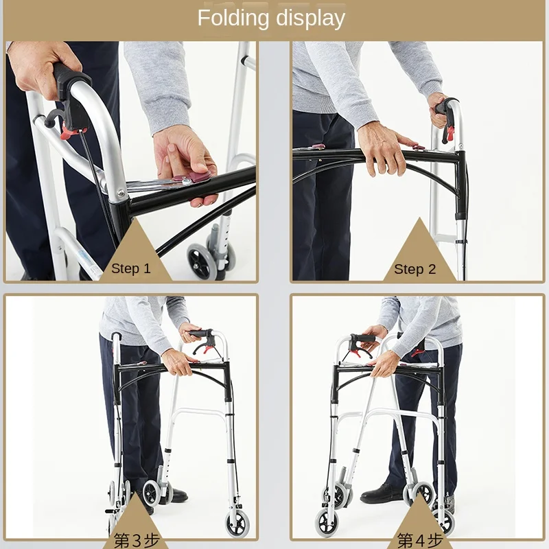 Walking assistant with wheels and seat Learning walker for elderly Hand-pushed walking aid with hand brake for seniors