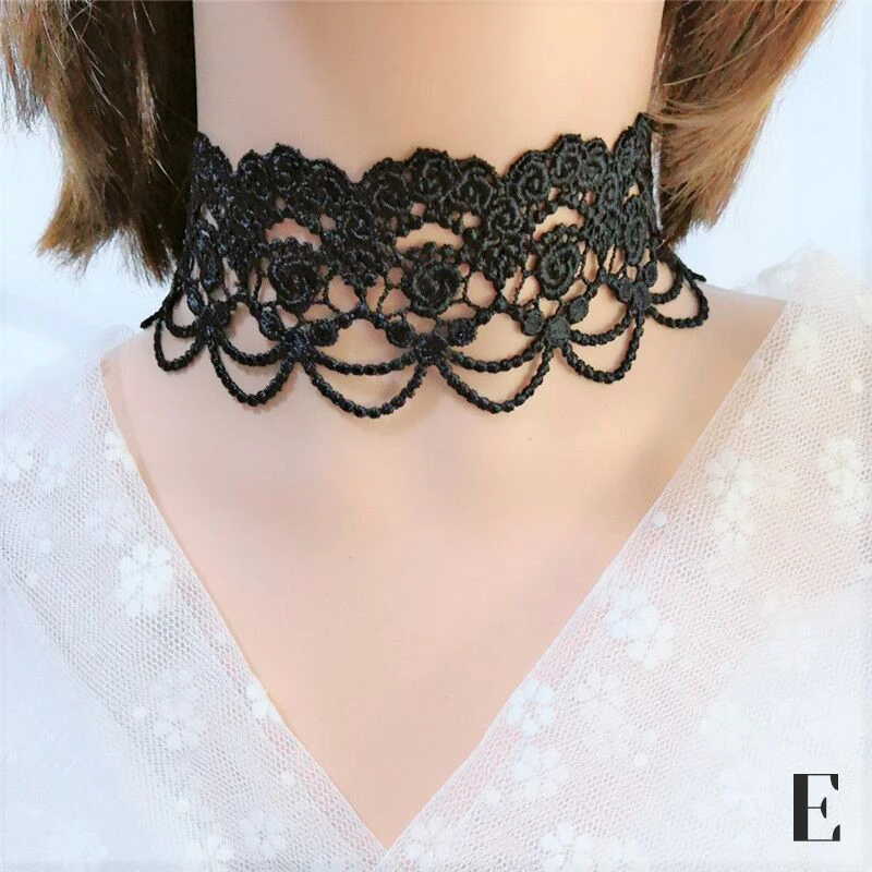 Collana Girocollo In Pizzo Nero Stile Boho Gotico | Con Cristallo E Goccia | Vintage Punk Per Donna | Regalo Halloween