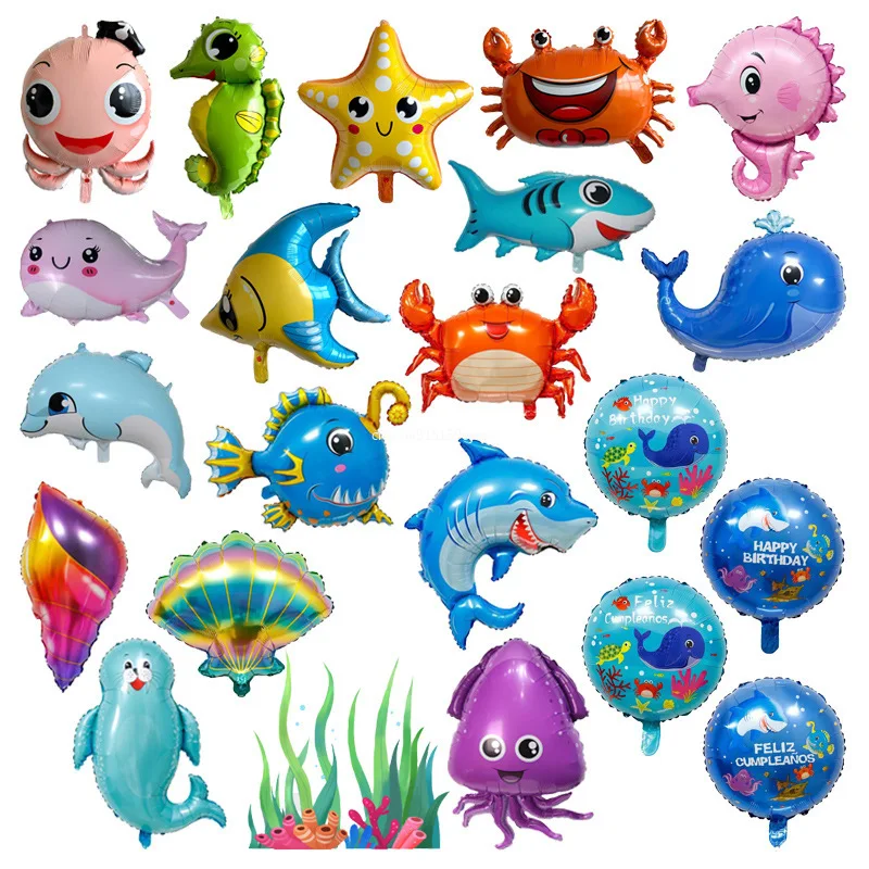 New Year 2024 Christmas Large Marine Animals Shark Dolphin Balloon Little Boy Shower Birthday Party Decoration Product Kids