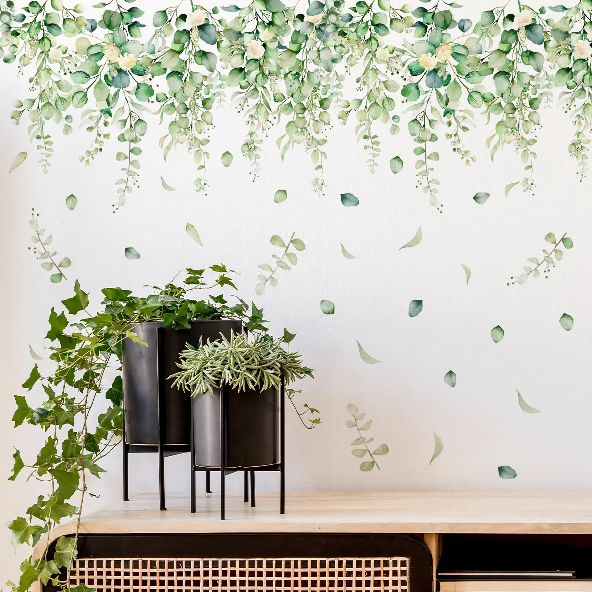 30*90cm Green Vine Leaf Wall Stickers Background Wall Living Room ...