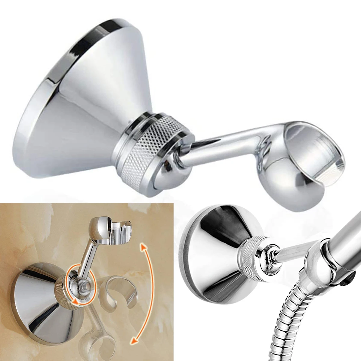 

Wall Bracket Shower Head Holder 100*65mm Adjustable Anti-corrosion Copper Holder Chrome Brass Shower Hose Brand New