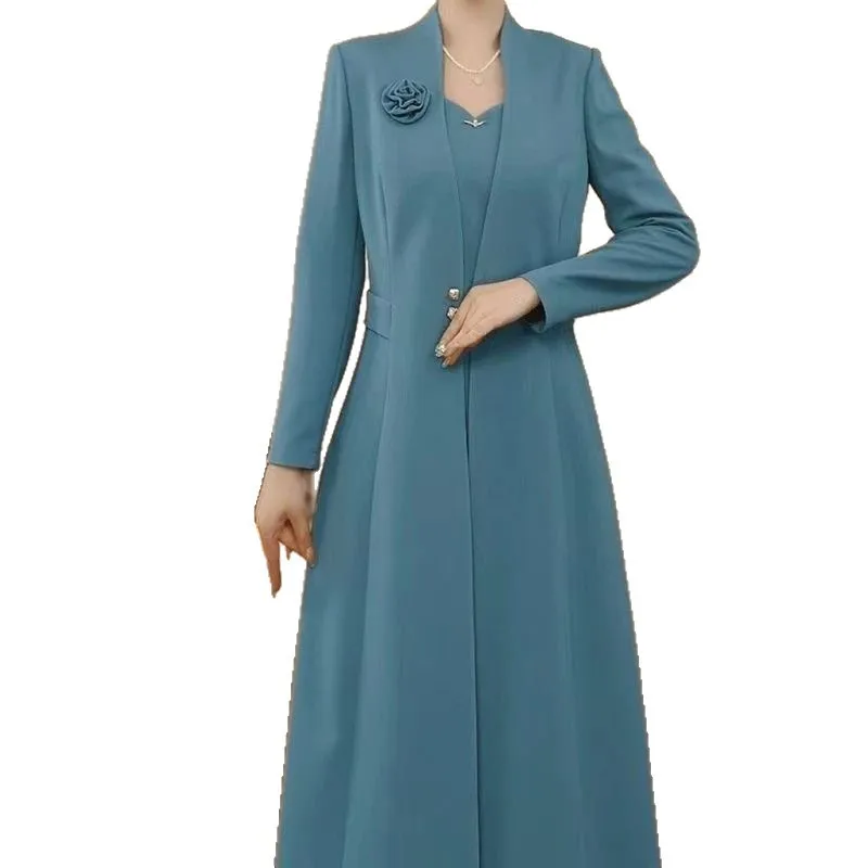 طقم فستان ميدي قطعتين بوليستر