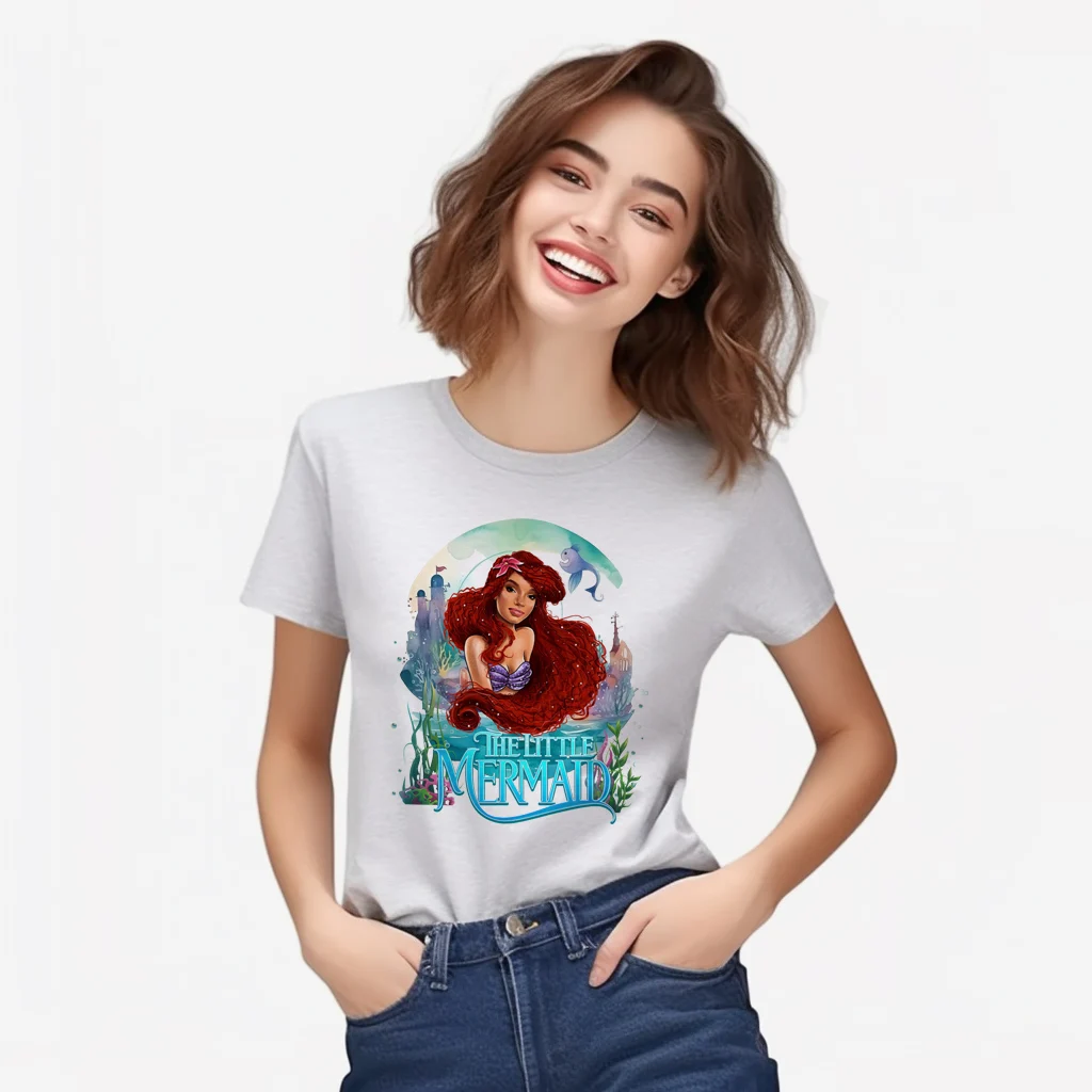 Dtf Heat Transfer Little Mermaid Princess Ariel Letter Iron On Transfer Vinyl Sticker For Clothes Applique Decor Garment Accessories