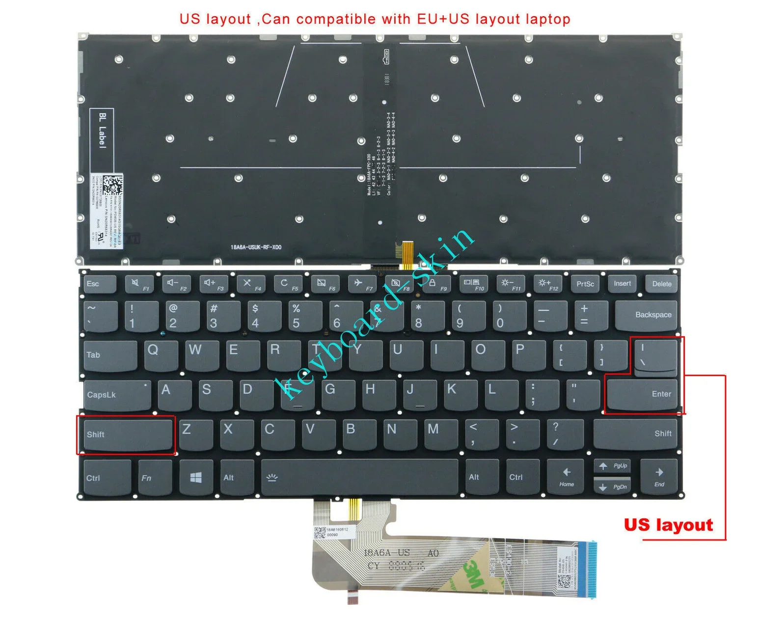 

New US Keyboard Backlit for Lenovo Yoga 730-13IKB 730-15 C740-14 FLEX-14 C340-14IWL 530S-14ARR 530S-14IKB 530S-15 530S-15IKB