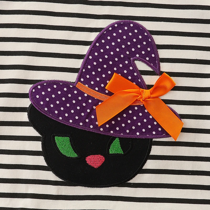 New Halloween Stiped Dresses Autumn 2025 Girls Clothes Children's Clothing Cartoon Kids Long Sleeves Mesh Dress