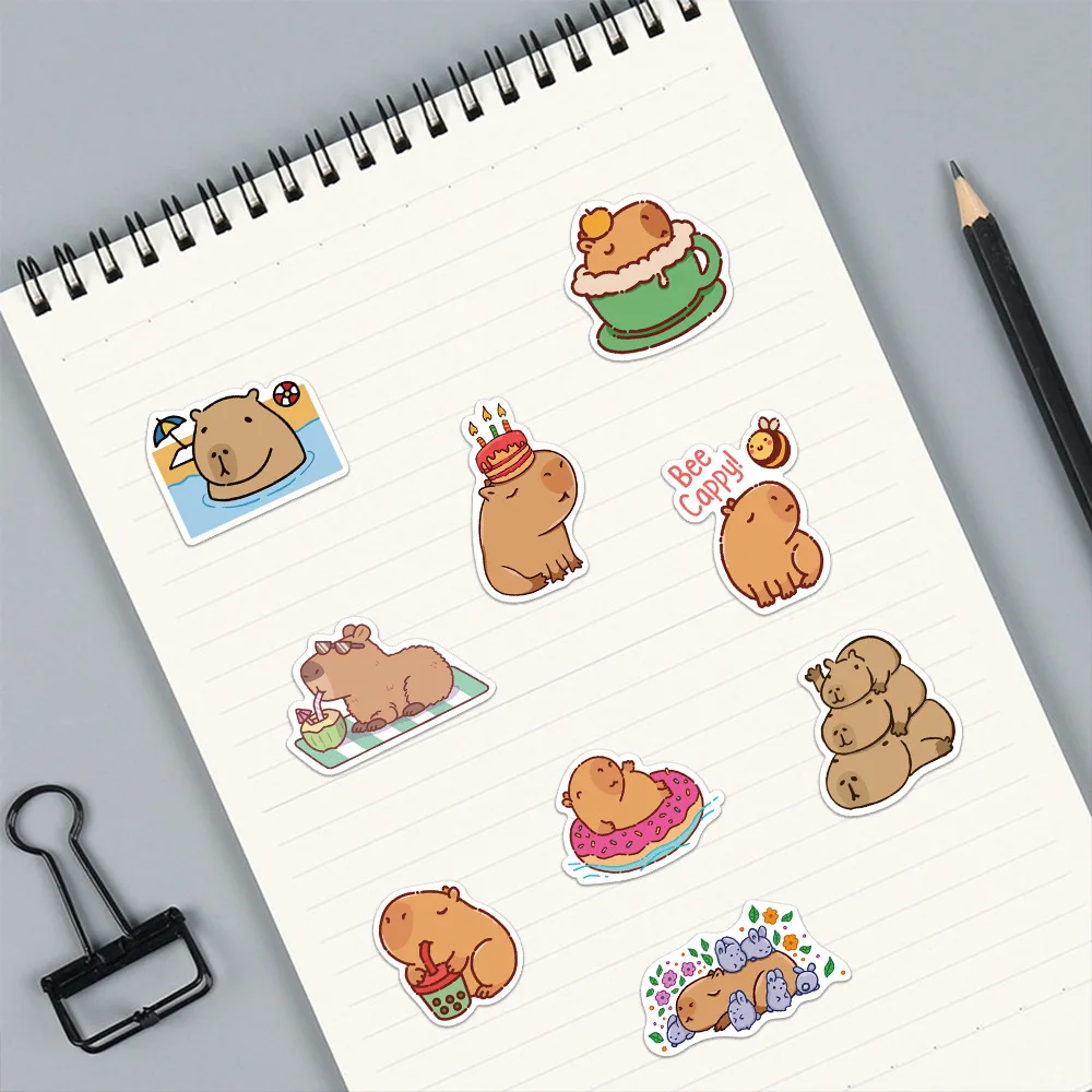 50pcs Adorable Capybara Cartoon Stickers - Waterproof Vinyl Decals for DIY Crafts and Decoration
