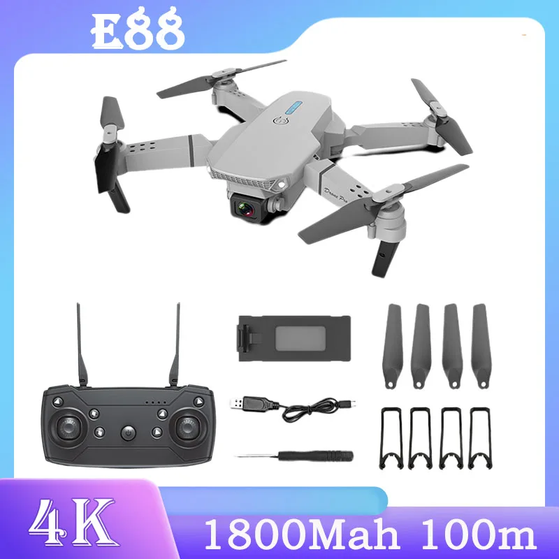 Профессиональный Дрон E88 4k широкоугольная камера высокой четкости Wi-Fi Fpv поддерживающий высоту складной Радиоуправляемый квадрокоптер Вертолет игрушка