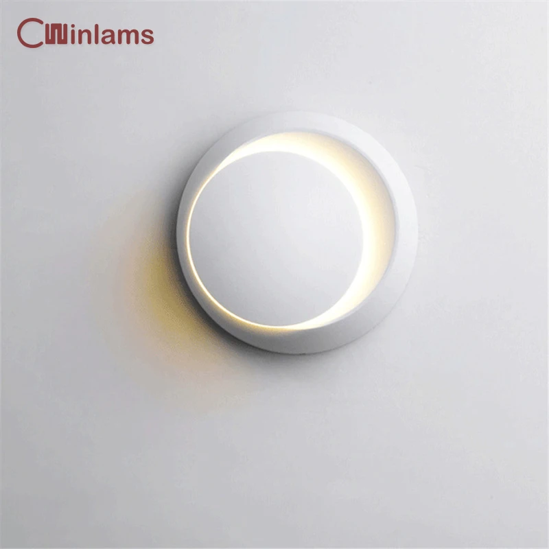 

LED360 Degree Rotating Round Crescent Wall Lamp Simple Creative Bedside Bedroom Living Room Staircase Aisle Sconce AC90v-260v