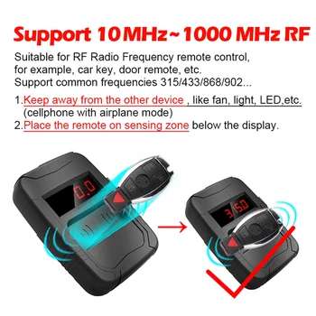 10MHZ to 1000MHZ Tester di frequenza della chiave dell'auto per 315,433,868,902MHZ, WOYO PL001 strumento diagnostico del rilevatore di telecomando IR a infrarossi per porta RF TV