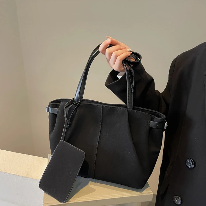 Suede Shoulder Bags for Women Large Suede Totes Lightweight Underarm Bag Casual Shopper Handbag Solid Color Travel Bucket Bags