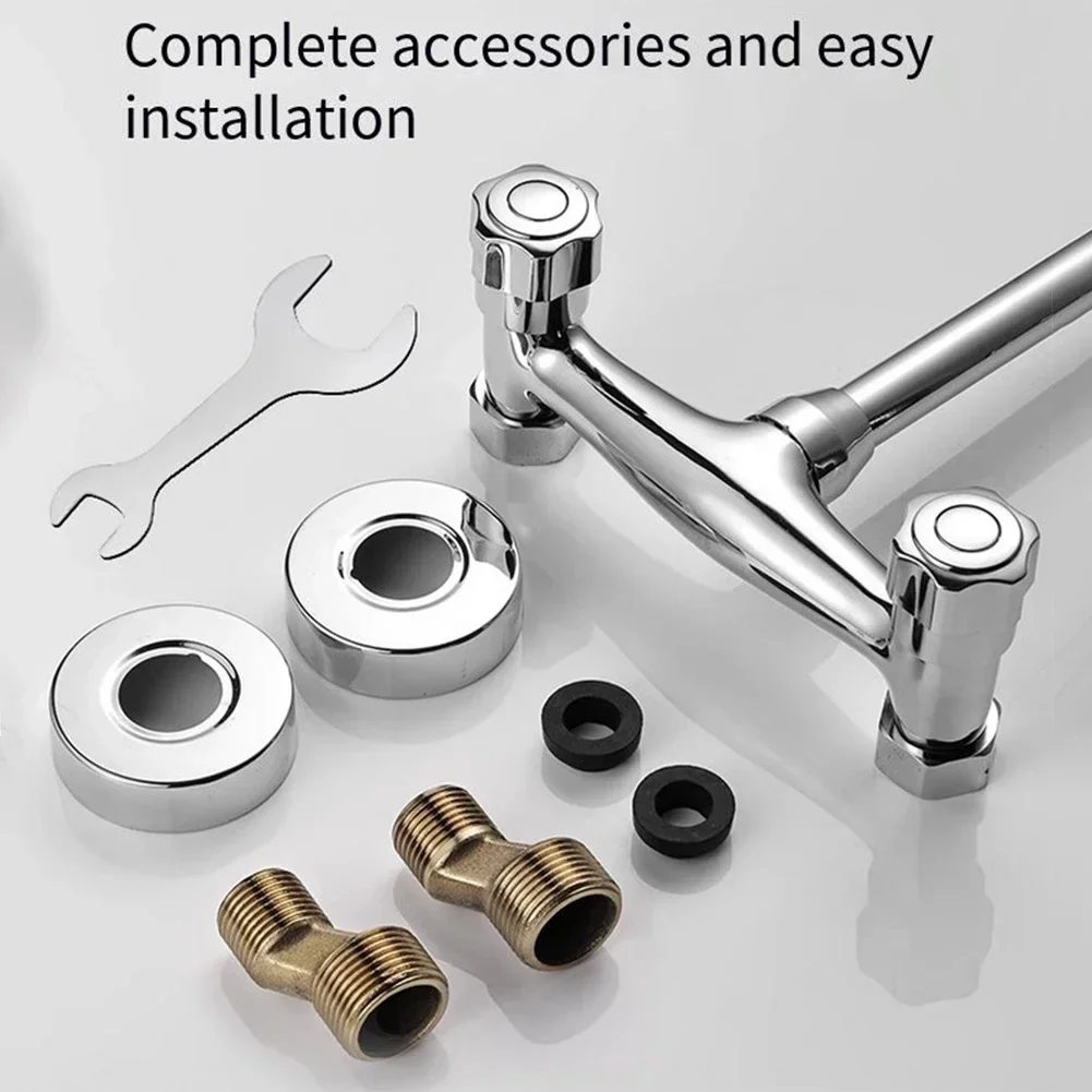 Kitchen Faucet High Pressure Brass Kitchen Sink Faucet Mixer 360 Degree Swivel Double Hole Hot And Cold Mixing Valve Stopcock 3