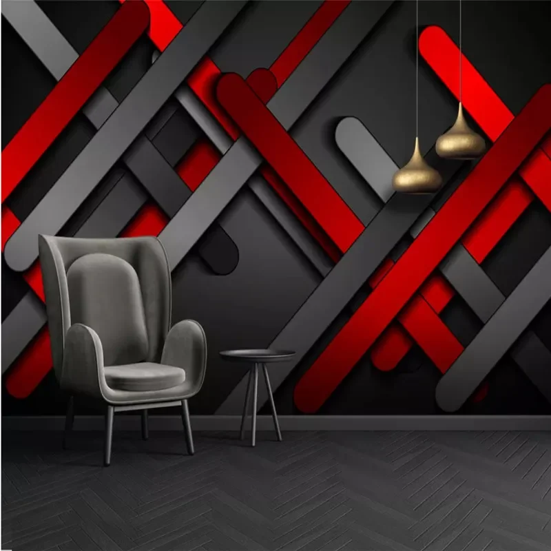 

Modern Abstract Geometric Wall Paper 3D Red Golden Three-dimensional Metal Plates Creative Photo Wallpapers for Bedroom Wall 3D