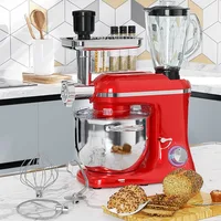 9 IN 1 1500W Tilt-Head Multifunctional Electric Mixer 7.5 QT Stainless Steel Bowl 1.5L Glass Jar, Meat Grinder,Juicer,Egg Beater 1