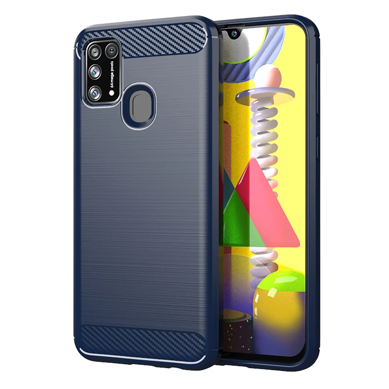 Shockproof Brushed Carbon Fiber Silicone Case - Durable Protective Back Cover