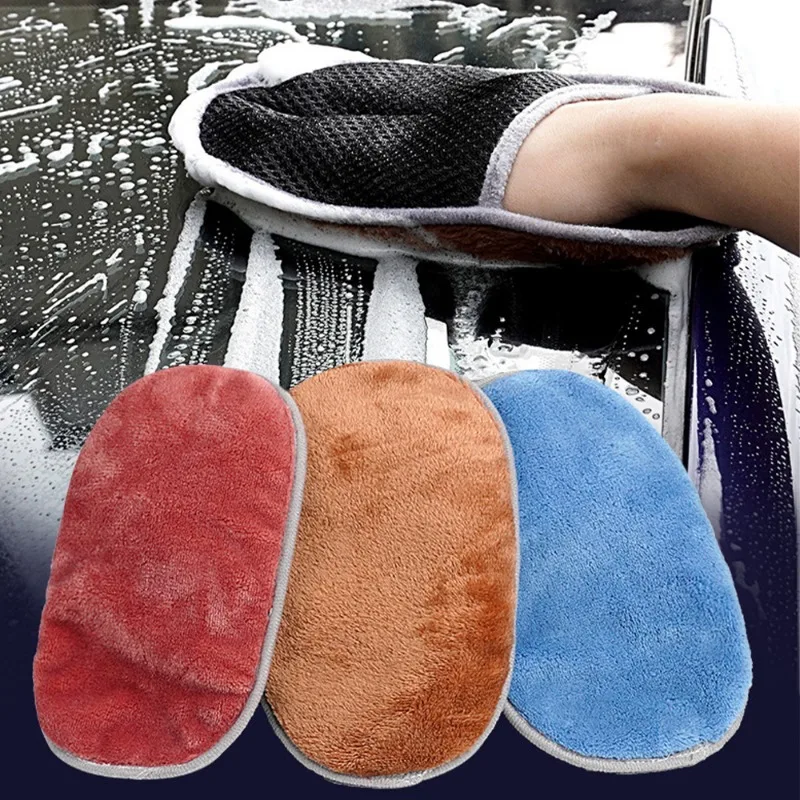 Car Wash Gloves Double Sided Plush Thickened Gloves Universal Imitation Wool Plush Cleaning Coral Velvet Car Wash