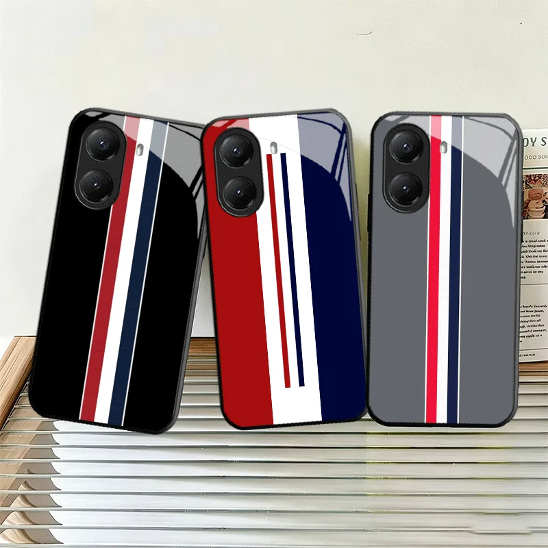 Luxury Sports Line Cool Stripe Tempered Glass Phone Case