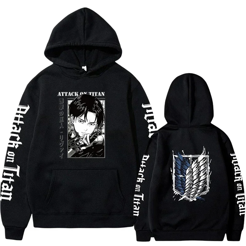 Men Women Hot Anime Plus Size Hoodies Attack on Titan Levi Print Hooded Manga Sweatshirt Harajuku Long Sleeve Pullover Clothing 5