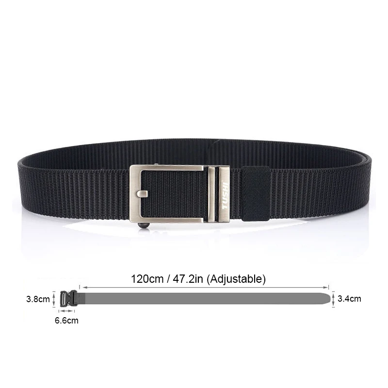 HSSEE 34mm 남성용 아웃도어 캐주얼 벨트 타이트한 나일론 전술 군용 벨트 합금 금속 자동 버클 청바지 허리띠 남성 선물