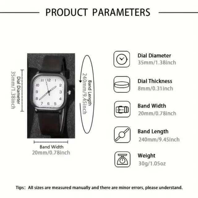 Fashion Square Men Waterproof Watches Simple Luminous Quartz Wristwatches - Image 5