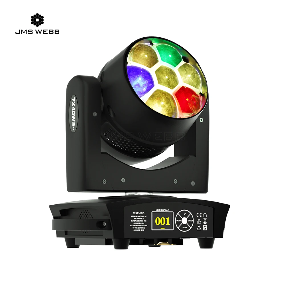 JMS WEBB LED Zoom & Beam & Wash Bees Eyes 7x40W RGBW Moving Head Lighting RDM For Disco Nightclub Party Fiesta Stage