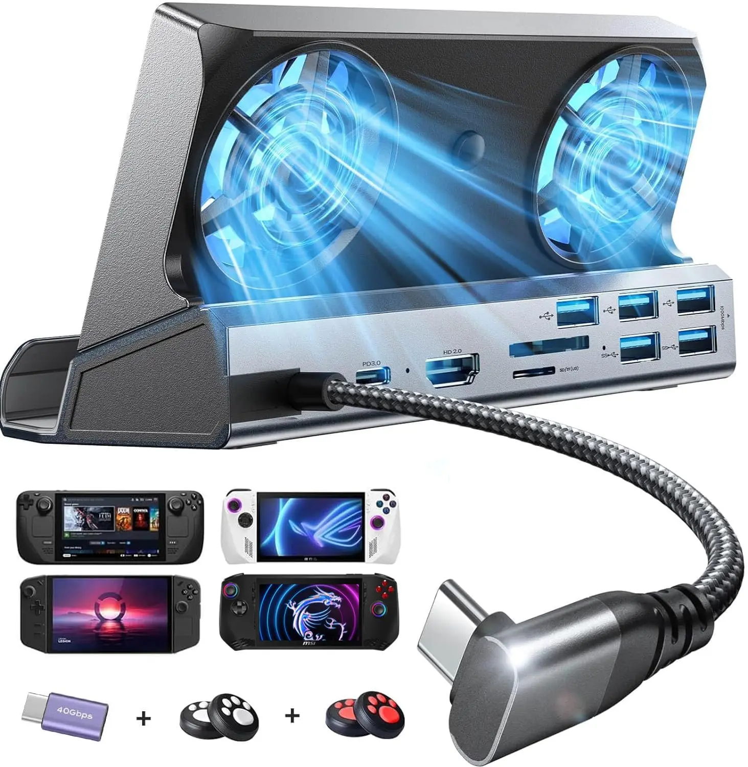 ドッキングステーション,Msi爪用,デュアル冷却ファン,4k @ 60hz,100wの 