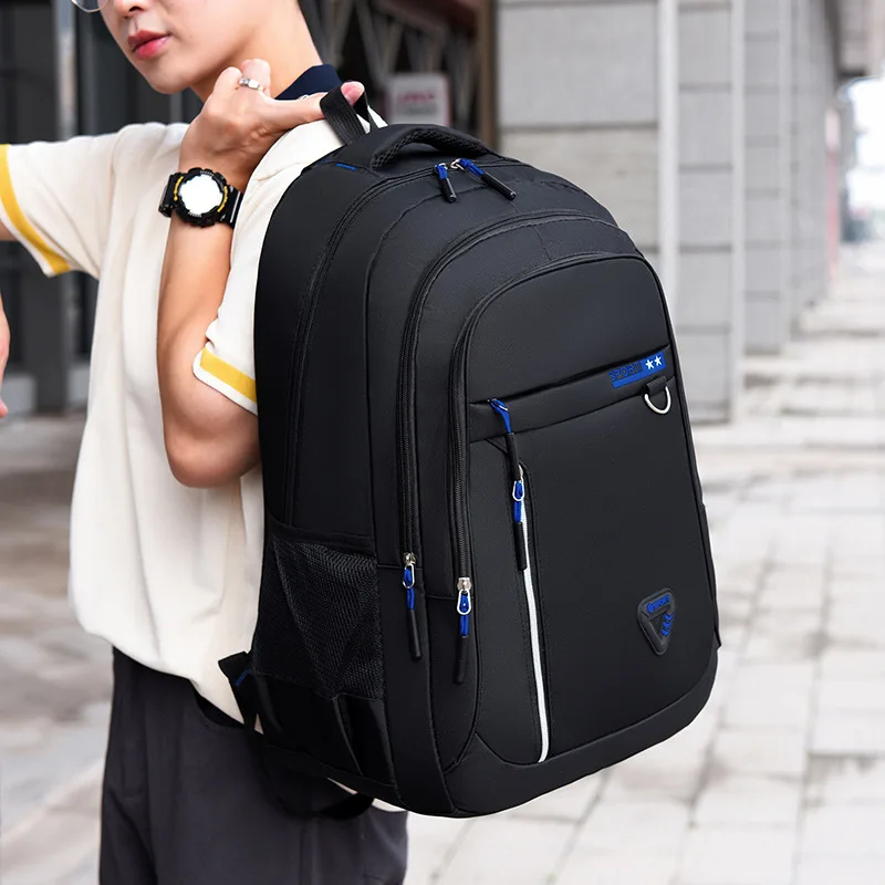 

Big Capacity Men Backpack Oxford Black Solid High School Bags Teen College Student Back Pack Multifunctional Bagpack Backpacks