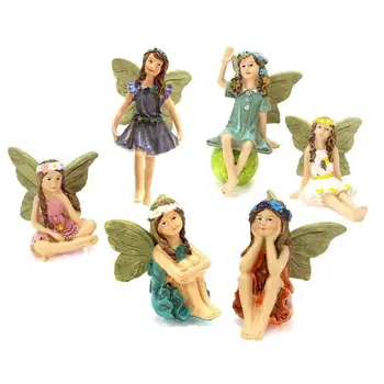 Cartoon Angel Girl Doll Model Cute Girl Heart Creative Flower Fairy Flying Wing Garden Doll Desktop Cake Decoration Ornaments