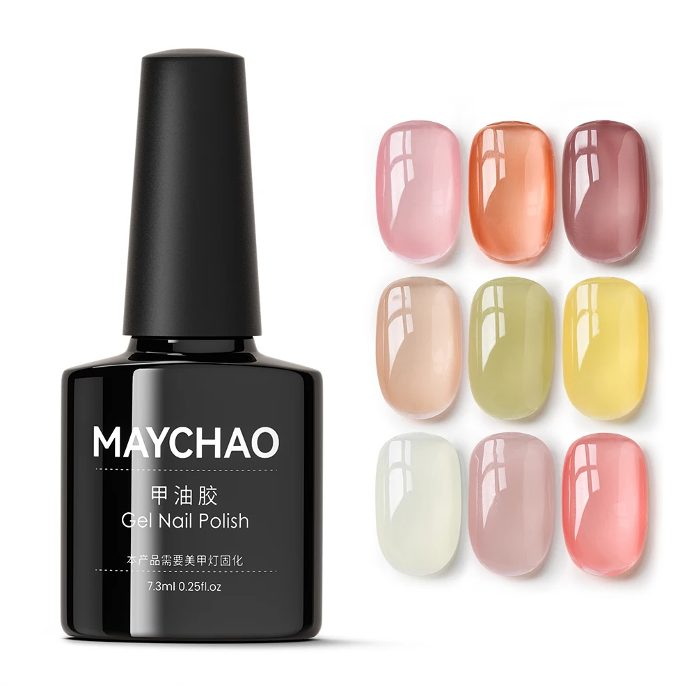 MAYCHAO 반투명 누드 젤 네일 광택제, 젤리 젤 네일 아트, 반영구 흡수,..