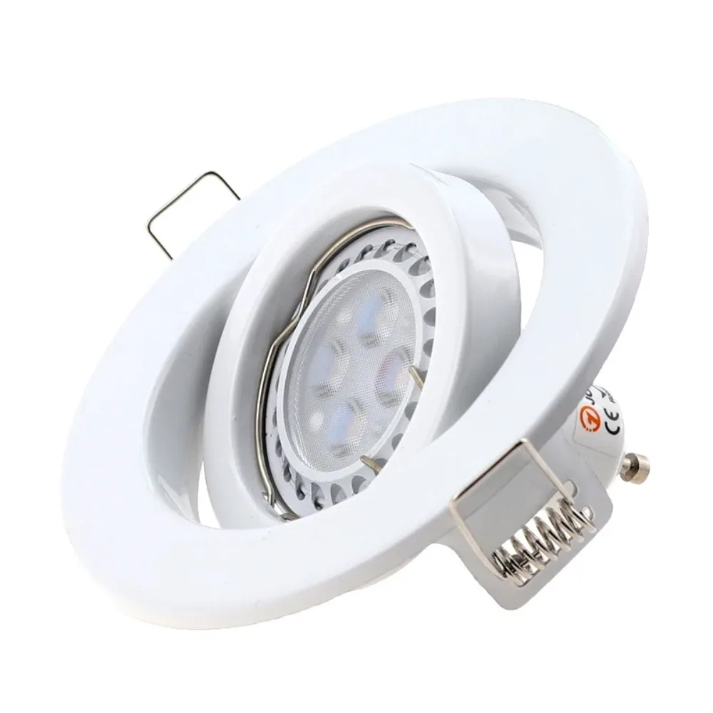 JOYINLED 흰색 원형 고정형 다운라이트 피팅 GU10 MR11 직경100mm 철제 금속 고정 프레임 천장 스포트라이트 램프 프레임