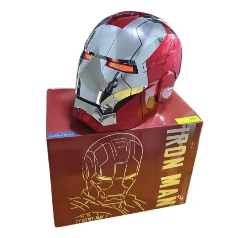Iron-Man Electric Helmet Voice Controlled Voice Machine Mask Mk5 Patriot Action Figurine Desk Anime Model Toys Figures Gift