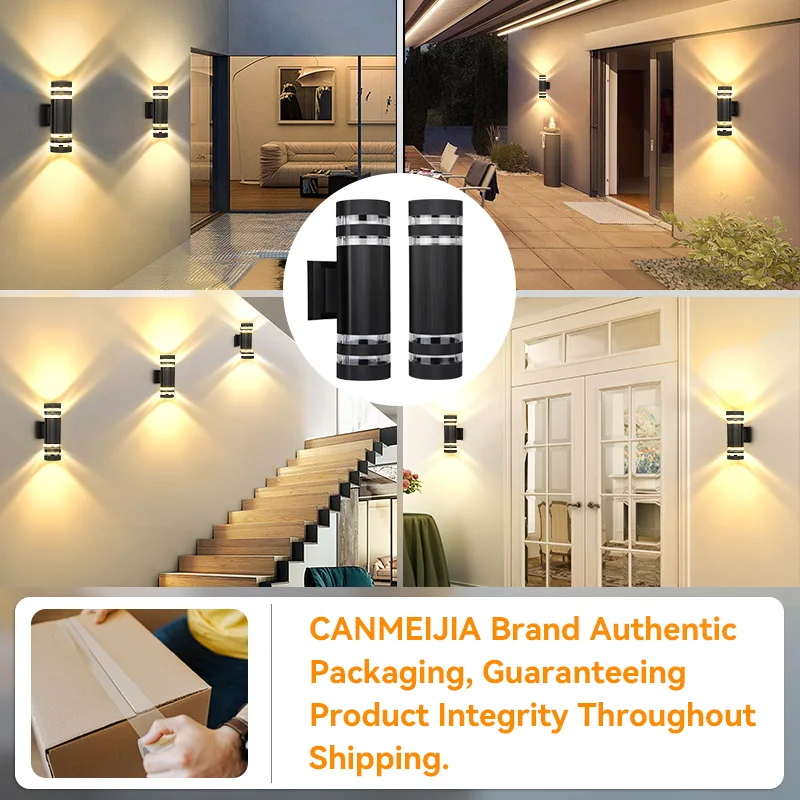 Wall Light Outdoor Wall Light Up Down LED Replaceable Bulb Porch Light Waterproof Exterior Sconce for Balcony Garden Stair